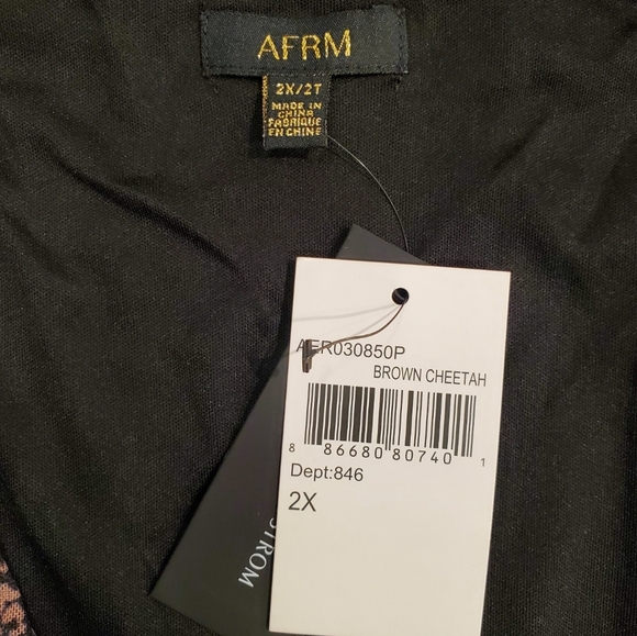 AFRM Bodysuit Womens Size 2X Brown Animal Print Scoop Neck Long Sleeve Top - Picture 8 of 10